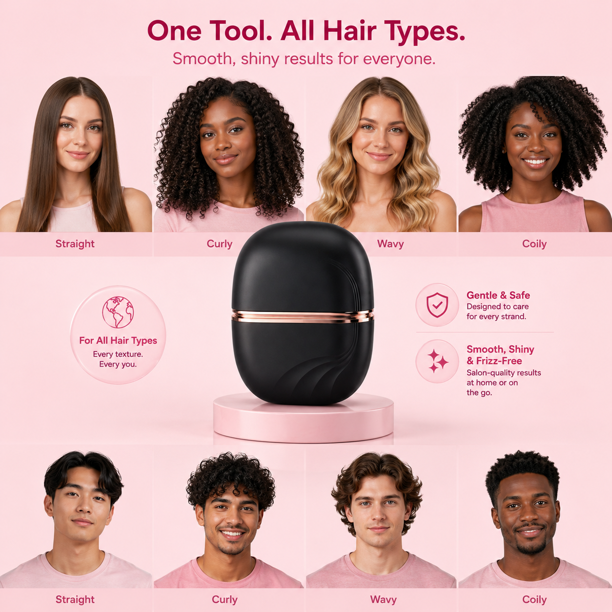 Mini Wireless Hair Straightening Comb — Smooth, Frizz-Free Hair in 30 Seconds