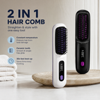 2-in-1 Cordless Hair Straightener Brush — Salon Blowout, No Cord Required
