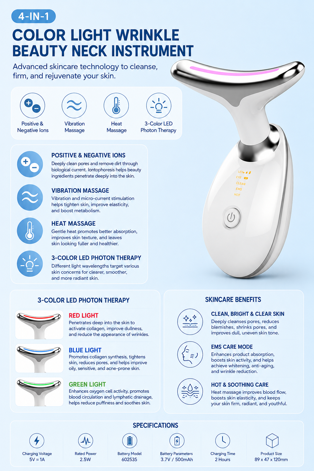 Thermal Neck Lifting And Tighten Massager Electric