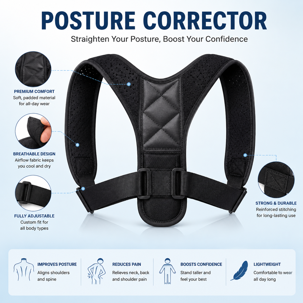 Invisible Posture Corrector Belt — Stand Taller. Ache Less. Every Day.