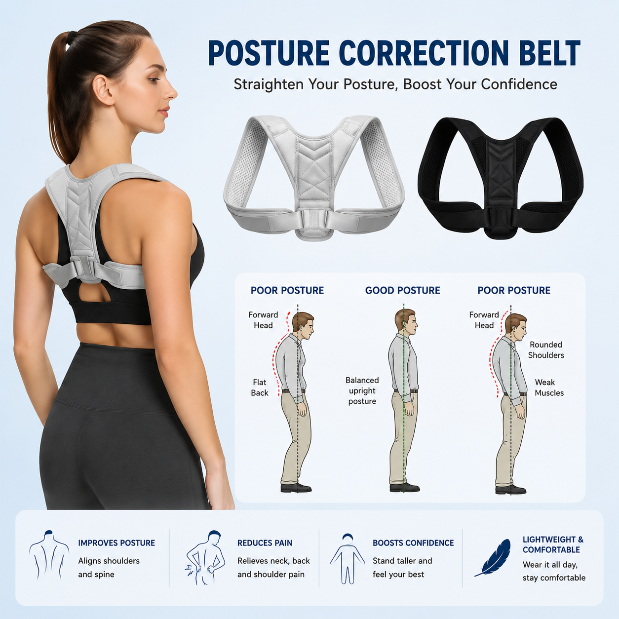 Invisible Posture Corrector Belt — Stand Taller. Ache Less. Every Day.