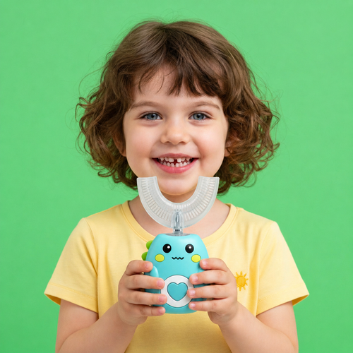 Kids U-shaped toothbrush silicone BPA-free for ages 2 to 6