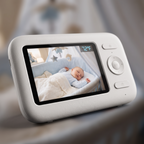 Close-up of baby monitor color display screen